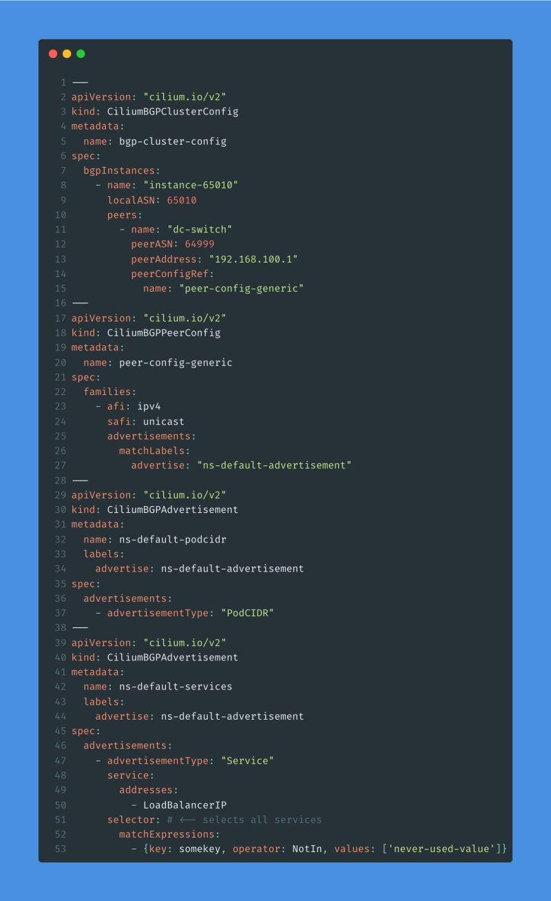 Homelab Cilium BGP Config